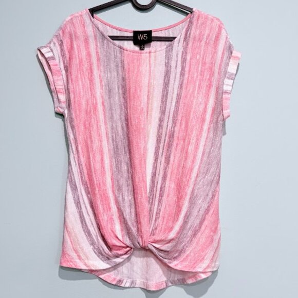 W5 Anthropologie Luxe Twist Tee – Pink & Grey, Size Small - Picture 1 of 2